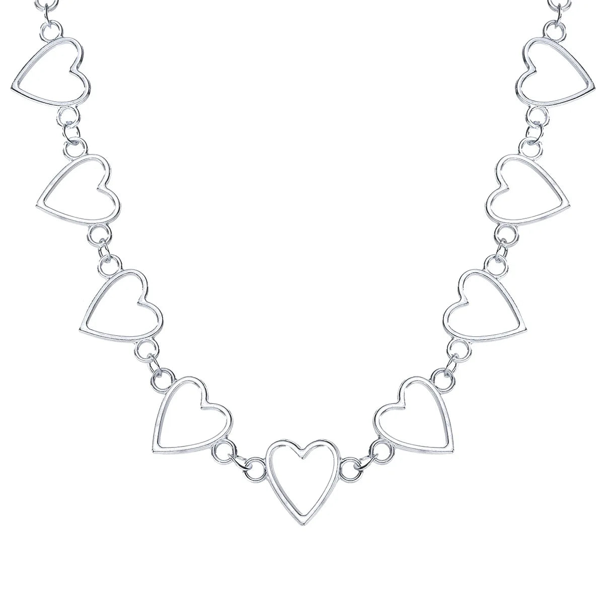 2025 New Alloy Necklace Creative European Minimalist Ladies Hollow Heart Choker Design Jewelry Accessory