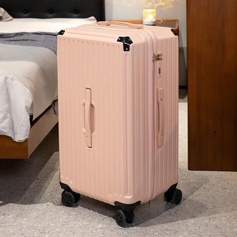 Five-wheel suitcase 28-inch large-capacity with wrapping corners, multi-functional, strong and durable suitcase 24-inch password
