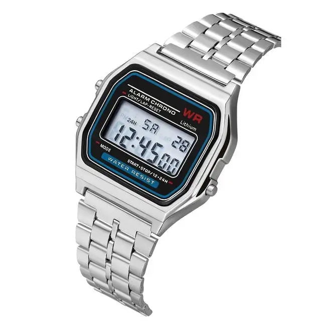 Luxury Men Stainless Steel Digital Military Armys Sport Led Waterproof Wrist Watch Clock Fashion Chronograph Wristwatch 2028