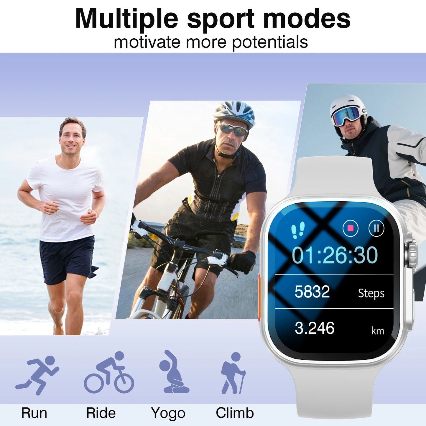 Smart Watch with Call Function, Weather Display, Camera Control, Sports Mode, Music Controls & Alarm Clock for Daily Use