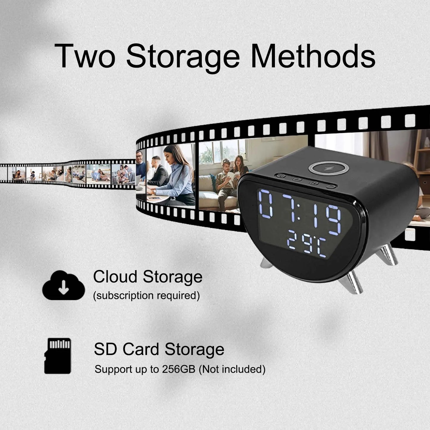 Ouvis 4K WiFi Clock Camera with Motion Detection App Control