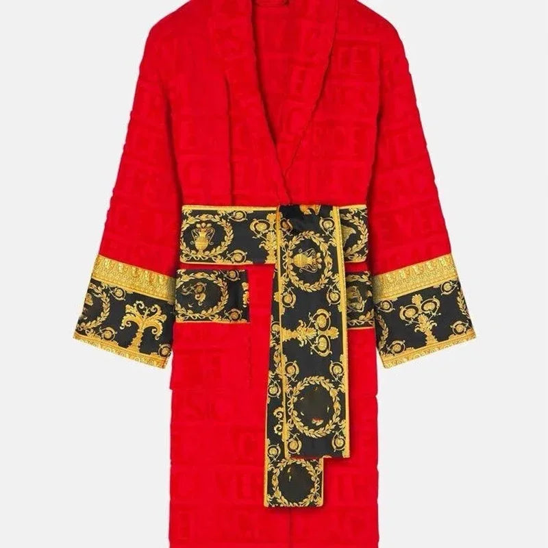 Autumn Winter Adult Bathrobe Sashes Robe Pajamas Homewear For Men And Women Couple Robes Pockets Long Sleeve Fashion Nightgown