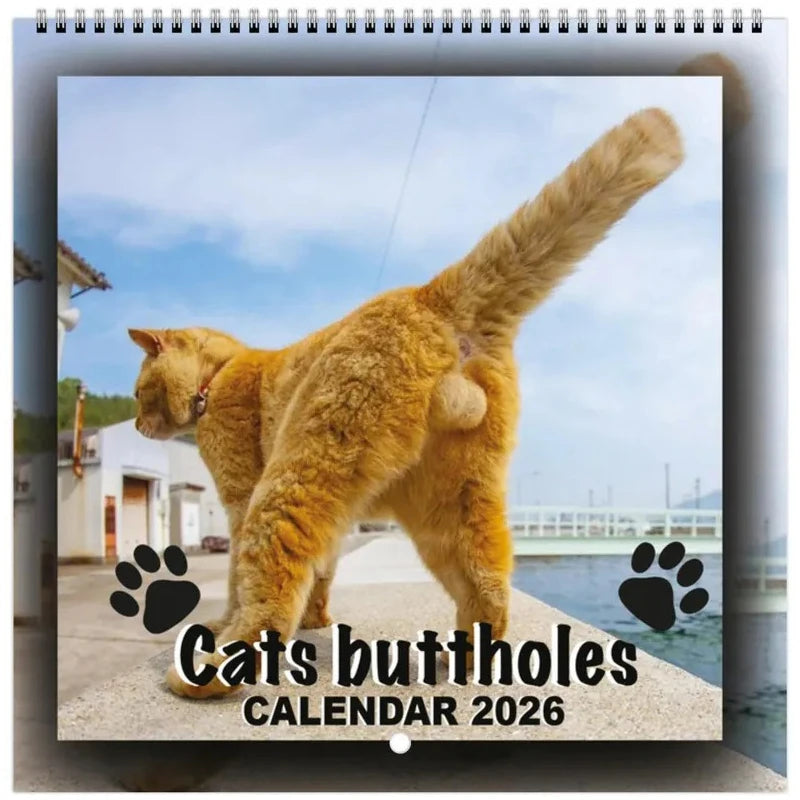 Cat Butt Calendar 2026 12 Monthly Funny Cat Tail Wall Calendar Family Planner Scheduling Tool For Living Room Bedroom