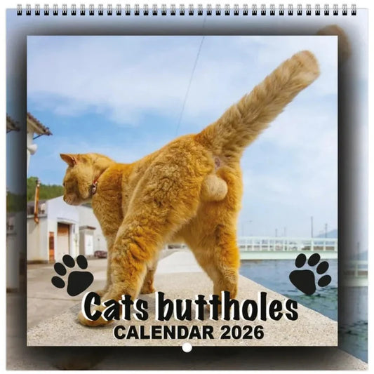 Cat Butt Calendar 2026 12 Monthly Funny Cat Tail Wall Calendar Family Planner Scheduling Tool For Living Room Bedroom