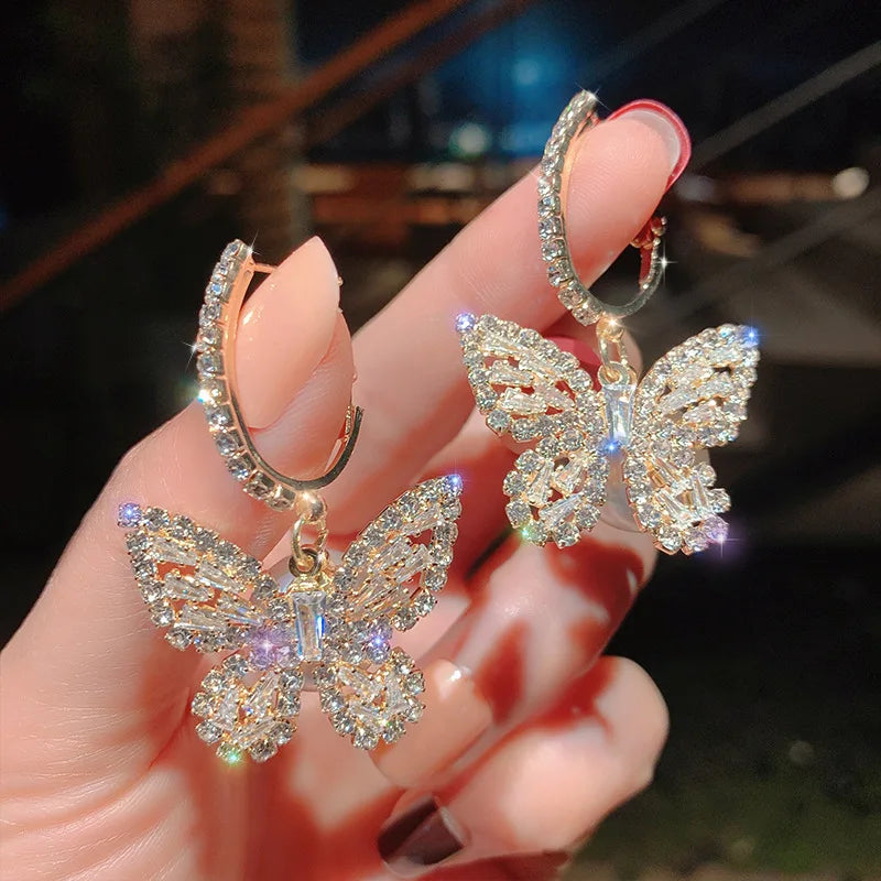 2026 New Butterfly Zircon Earrings women's Korean jewelry literary style earrings net red temperament simple new earrings