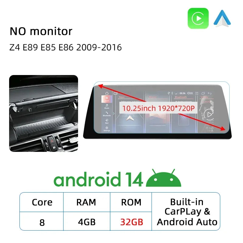 Android 14 Wireless Carplay Touch Screen For BMW Z4 E89 E85 E86 2009-2016 4G Car Radio Multimedia Player Navi Stereo DSP WIFI