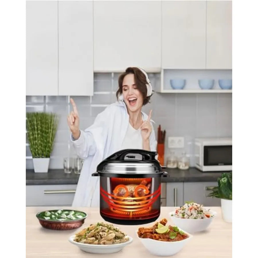 10 In 1 Electric Pressure Cooker 5 Quart Stainless Steel Multi-Function Electric Cooker with 24-Hour Reservation Black Ideal fo