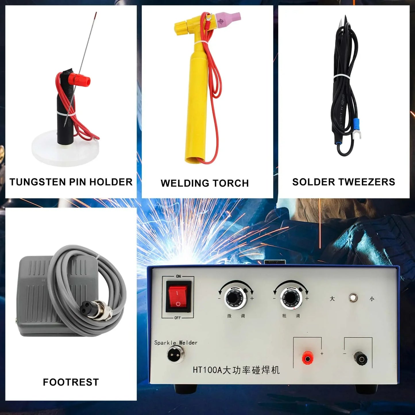 100A Spot Welding Machine Jewelry Handheld Small Laser Welder High Power Coil Bracelet Interface Soldering Tool