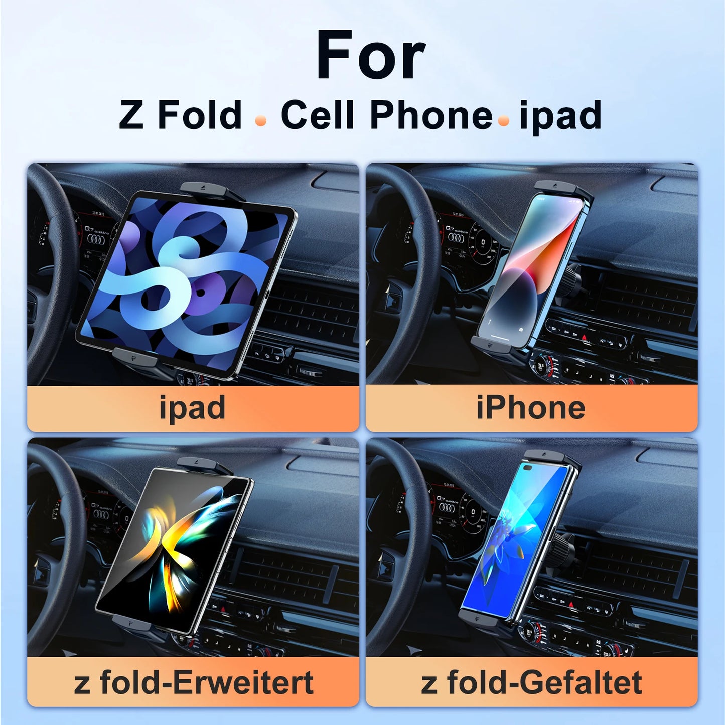 Eary for Z fold 7 6 5 Car Phone Holder Mount Air Vent Car Bracket Stand With 360°Rotate for 4.7-12.9"Devices Vehicle Accessories
