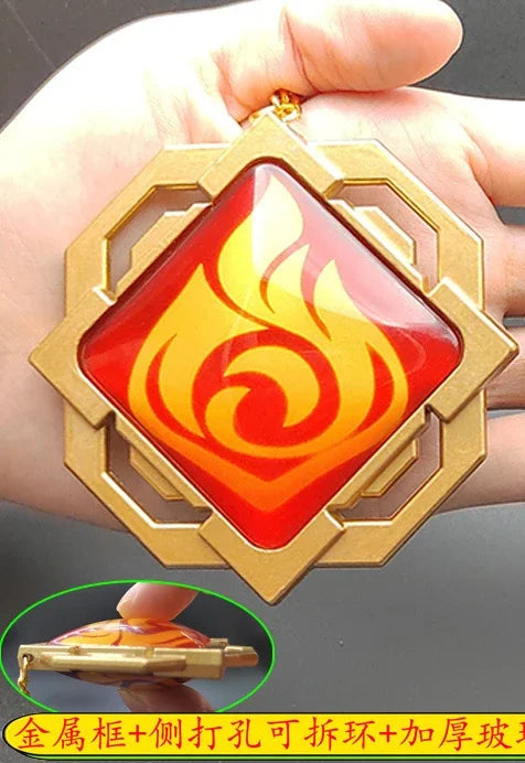 7-9cm Game Impact Vision Lnazuma Wendi Xiao Key Cosplay Chain Luminous 7 Element Weapons Eye Of Original God Toy KeyRing Pet urn