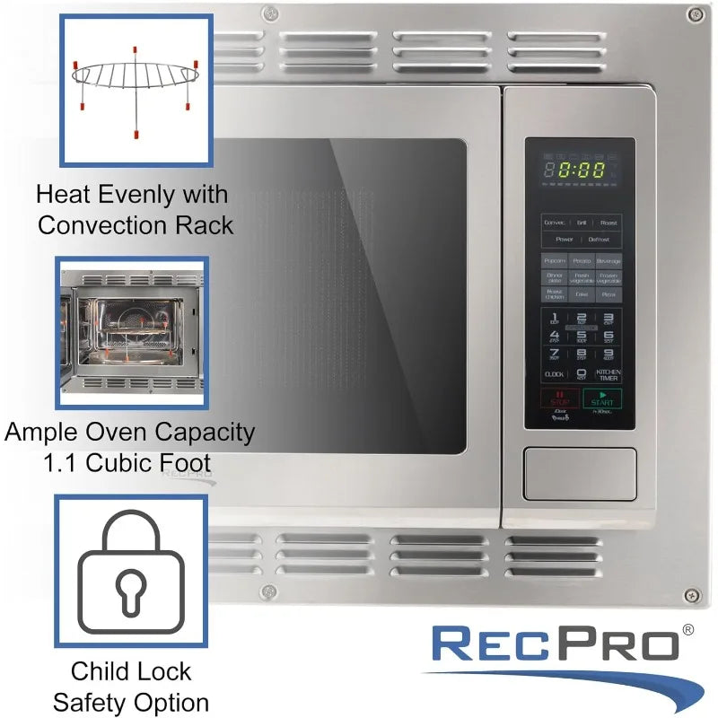 RecPro RV Convection Microwave Stainless Steel 1.1 cu. ft.  120V ，Microwave ， Appliances