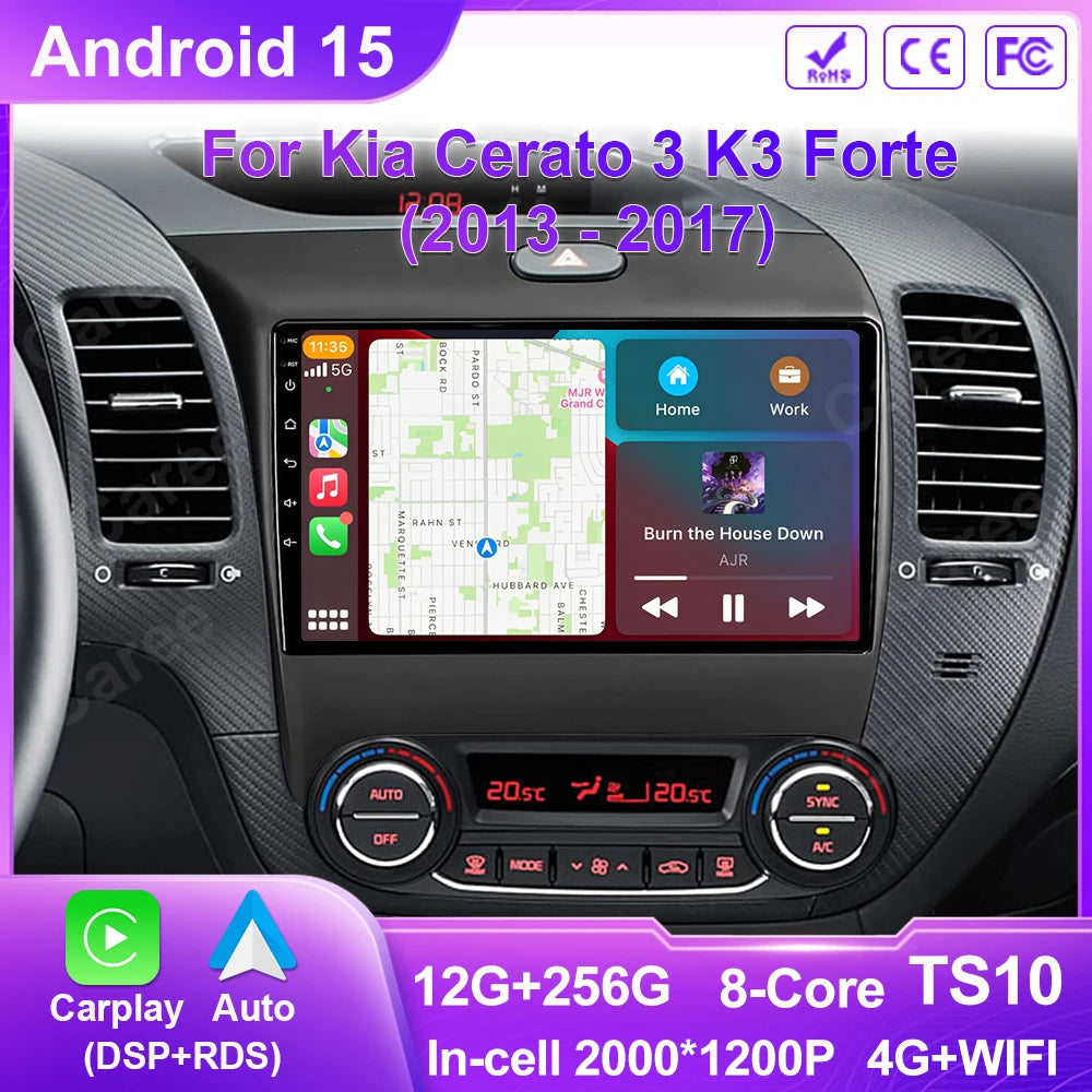 Android 14 For Kia Cerato 3 K3 Forte 2013 2014 2015 2016 2017 2018 Car Auto Radio Multimedia Player Navigation GPS NO 2din DVD