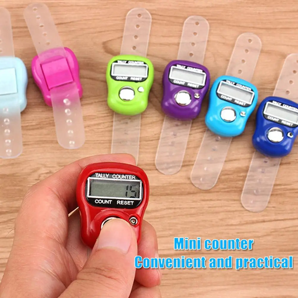 Electronic Finger Counter Ring w/ LED Digital Row Tally Stitch Marker Pedometer