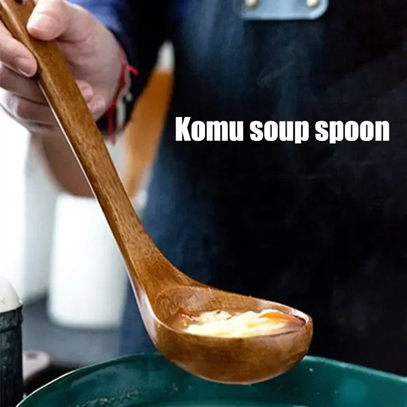 New Kemu Big Nanmu Spoons Ultra Practical for Home Cooking Long Handle Communal Congee & Soup Wooden Utensils