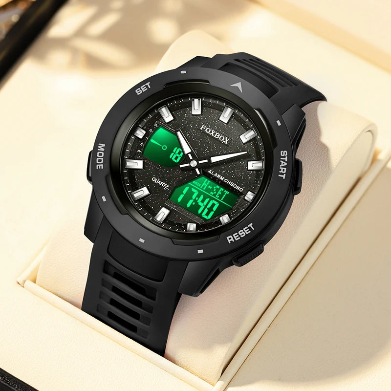 FOXBOX Fashion Electronic Watch Men LIGE Top Brand Luxury Silicone Big Dial Waterproof Sports Alarm LED Digital Men's Watches