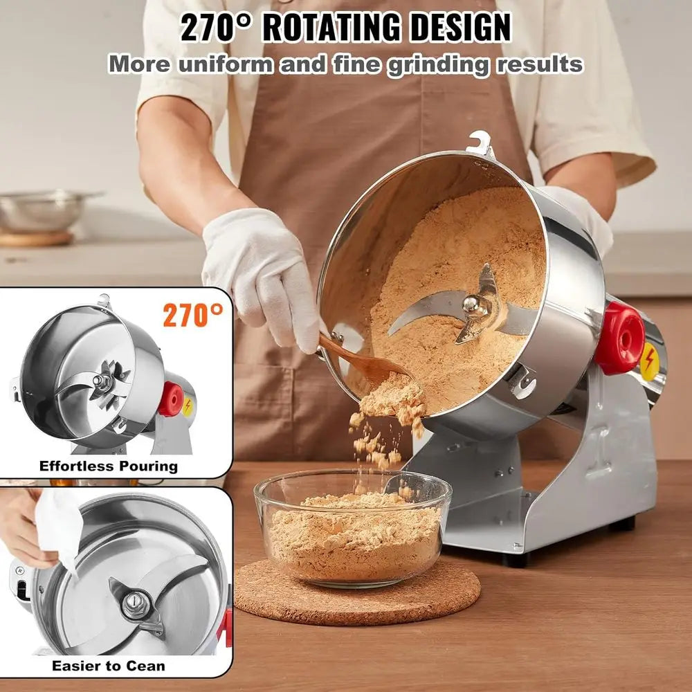 2000g Electric Grain Mill Grinder, High Speed 3400W Commercial Spice Grinders, Stainless Steel Pulverizer Powder Machine for Dry