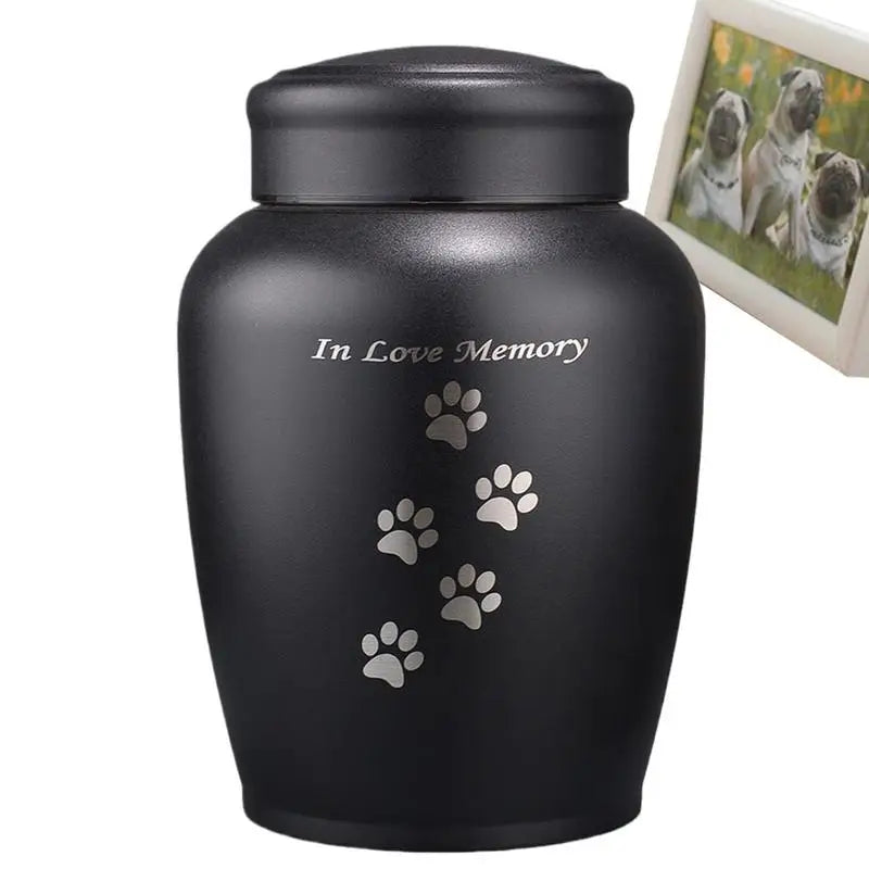 Metal Dog Urn Cat Ashes Stainless Steel Pets Urn Puppy Cremation Box Dogs Funerary Container Pets Memorial Funerary Supplies