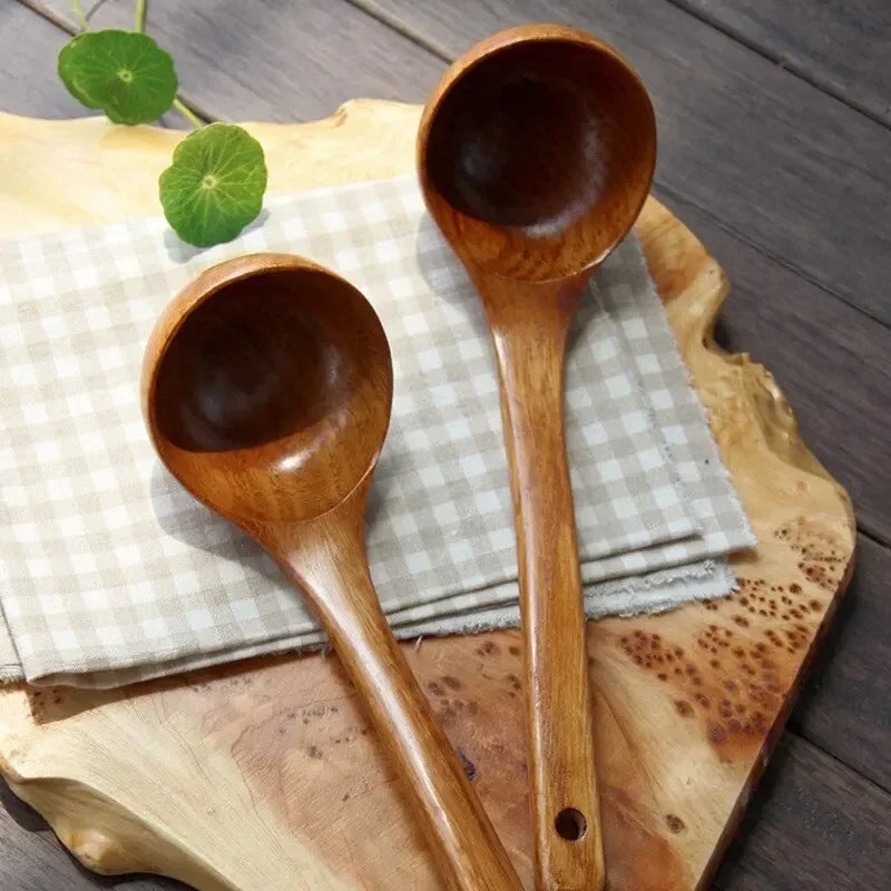 New Kemu Big Nanmu Spoons Ultra Practical for Home Cooking Long Handle Communal Congee & Soup Wooden Utensils