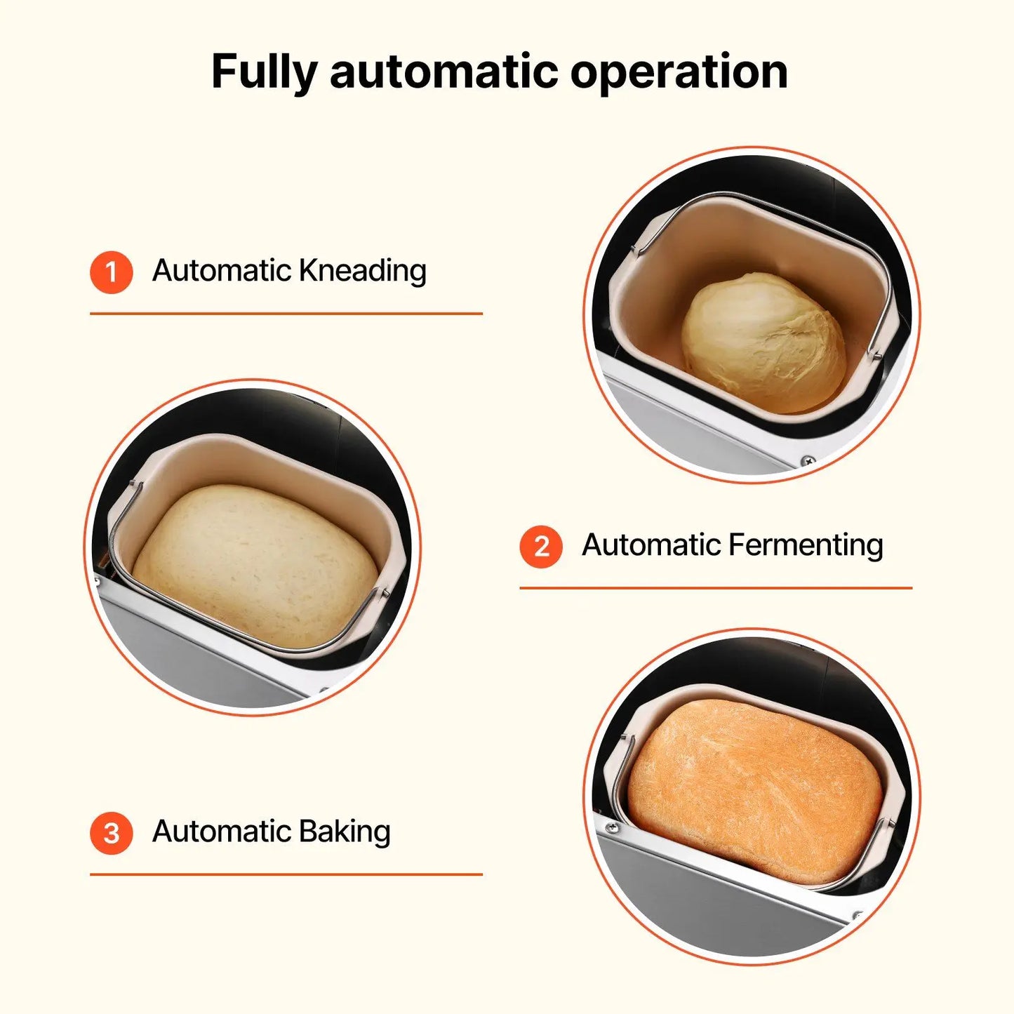 19-in-1 Bread Maker Nonstick Ceramic Pan 650W Automatic Breadmaker with Gluten Free Setting Digital Programmable for Home