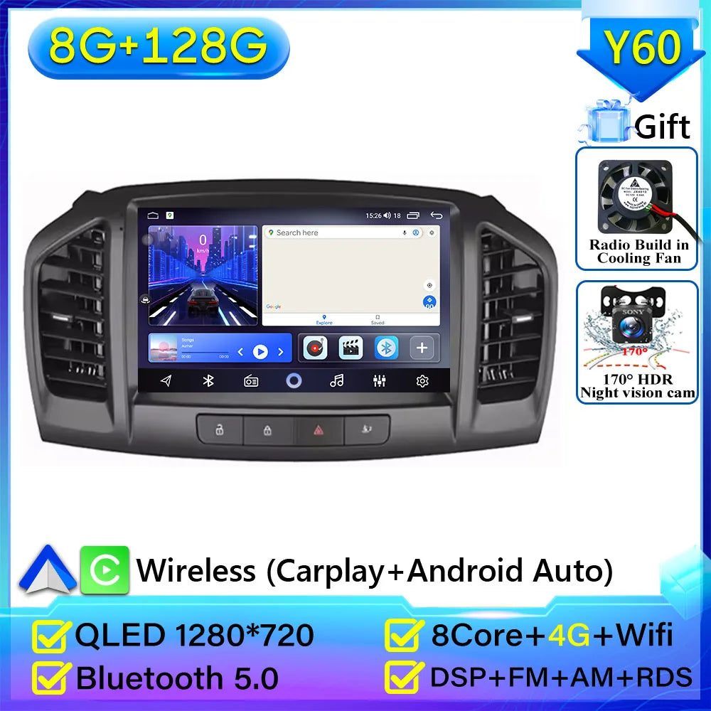 Car Radio Carplay Android 16 For Opel Insignia 2008 - 2012 For Buick Regal 2009 - 2013 Navigation GPS Stereo 4G Wifi No 2din DVD