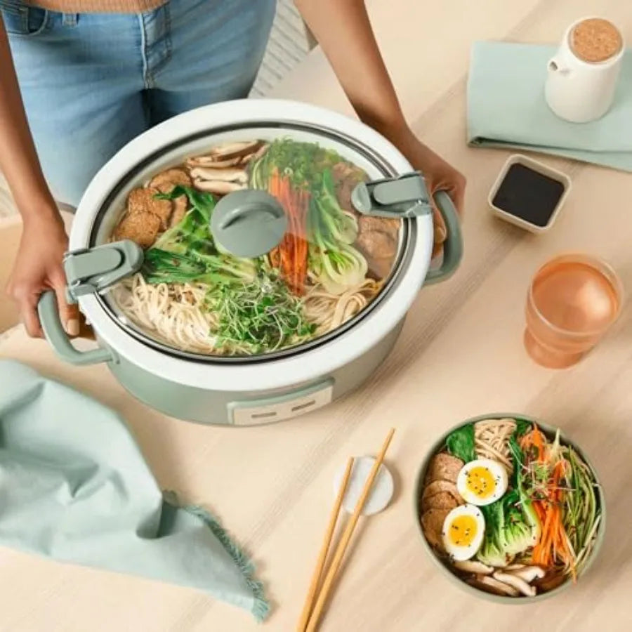 6qt Cook and Carry Programmable Slow Cooker with Locking Lid in Moonshine Green for Easy Transport and Convenient Cooking