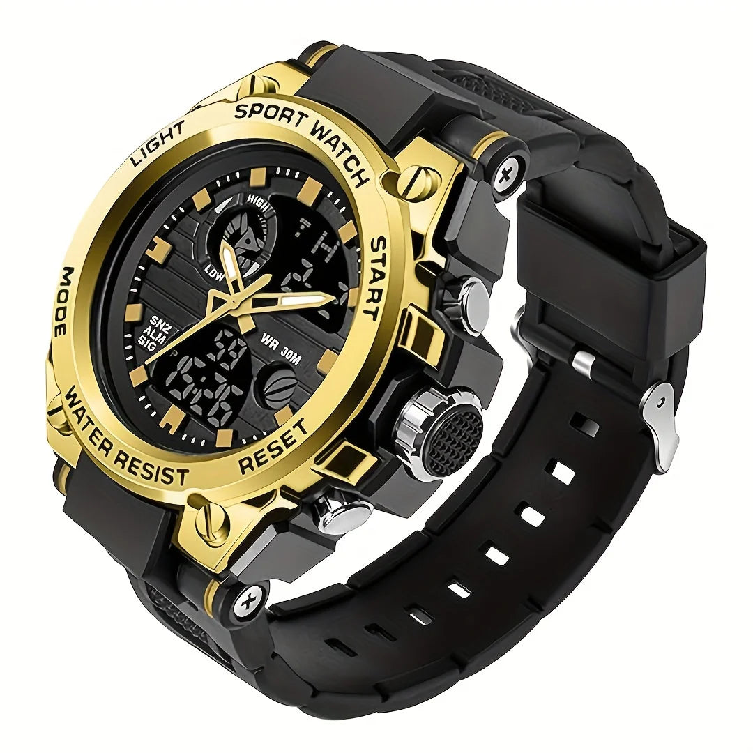 Watches for Men Watch Outdoor LED Stopwatch Digital Electronic Large Dual Display Tough Electronic Clock Wrist Watches for Men