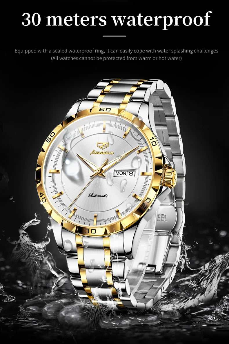 JSDUN 8964 Luxury Brand Men Watch Auto Date Deep Waterproof Stainless steel High Quality Automatic Mechanical Watch for Men