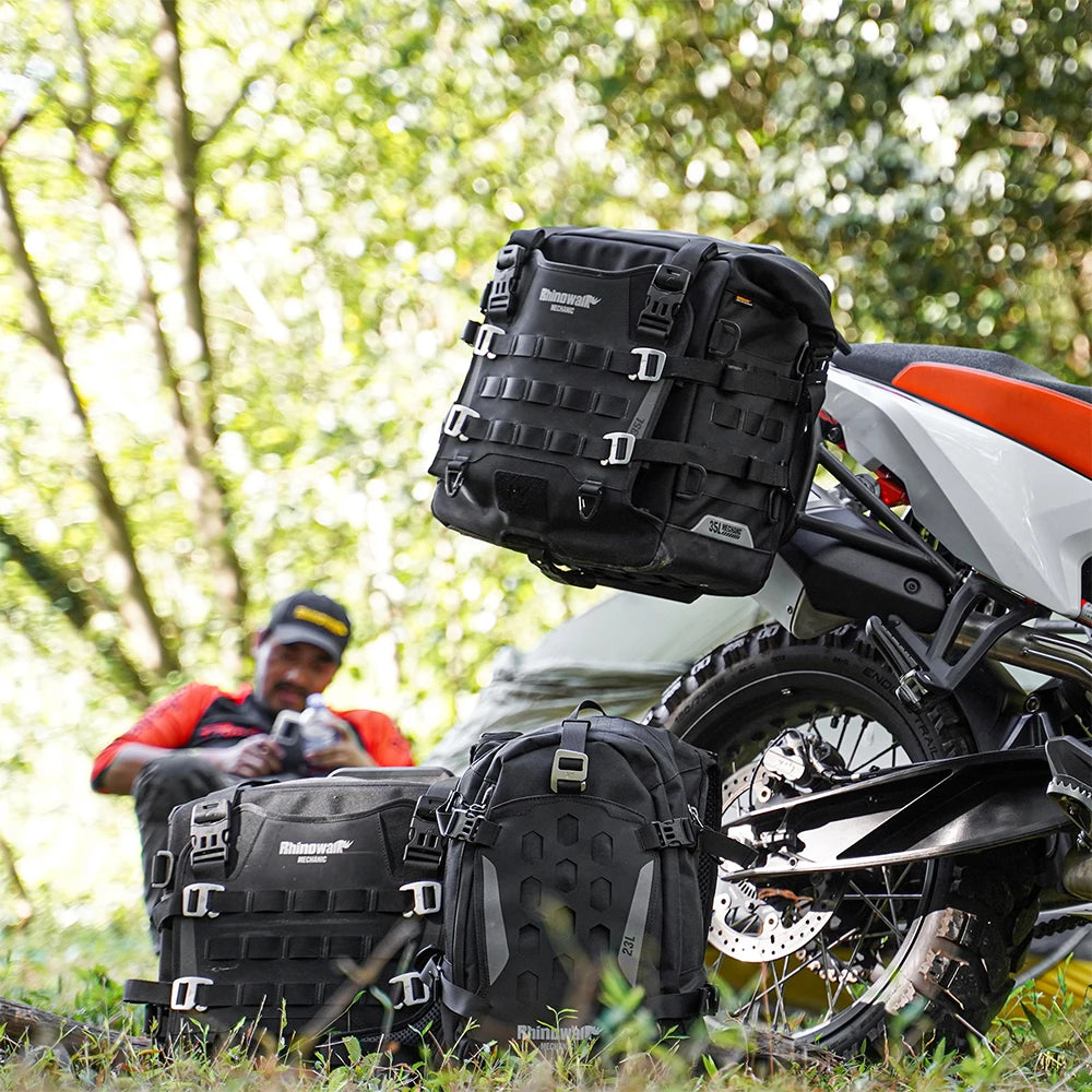 Rhinowalk Motorcycle Side Bag Waterproof 35L 20L Quick Release Bike Saddle Pannier Travel Luggage Storage Riding Bag For BMW KTM