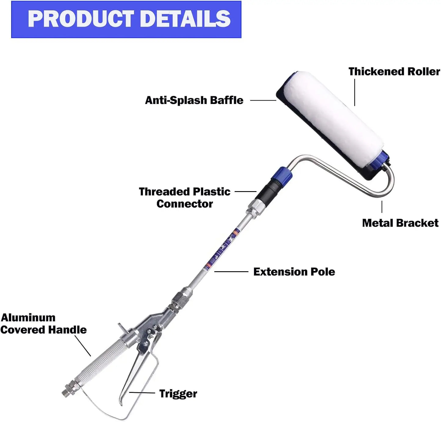 Airless Paint Spray Roller Attachment Kit with High Pressure Wand and 10-Inch Extension for Airless Paint Sprayers