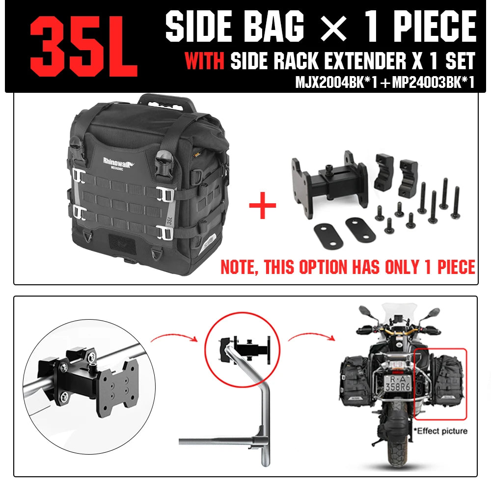 Rhinowalk Motorcycle Side Bag Waterproof 35L 20L Quick Release Bike Saddle Pannier Travel Luggage Storage Riding Bag For BMW KTM