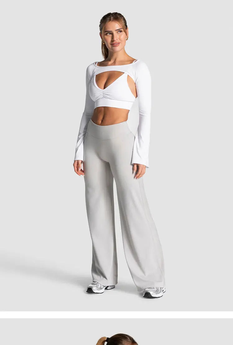 Charming Pro Scrunch Straight Leg Pants Butt Lifting Wide Leg Sweatpants Fitness Jogging Yoga Gym Push Up Women Baggy Leggings