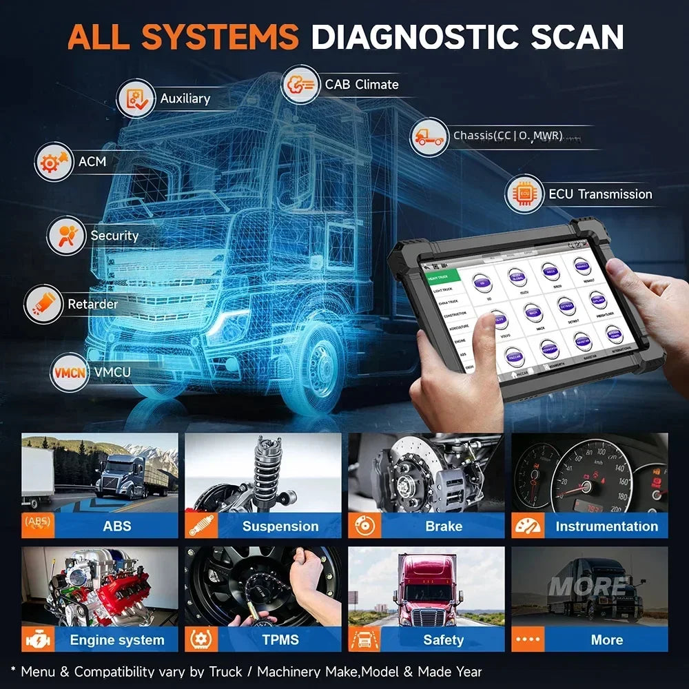 2026 Ancel X7 HD Diesel Heavy Duty Truck Diagnostic Tool ECU Oil Reset Bi-directional 24V 12V All System OBD2 Truck Scanner