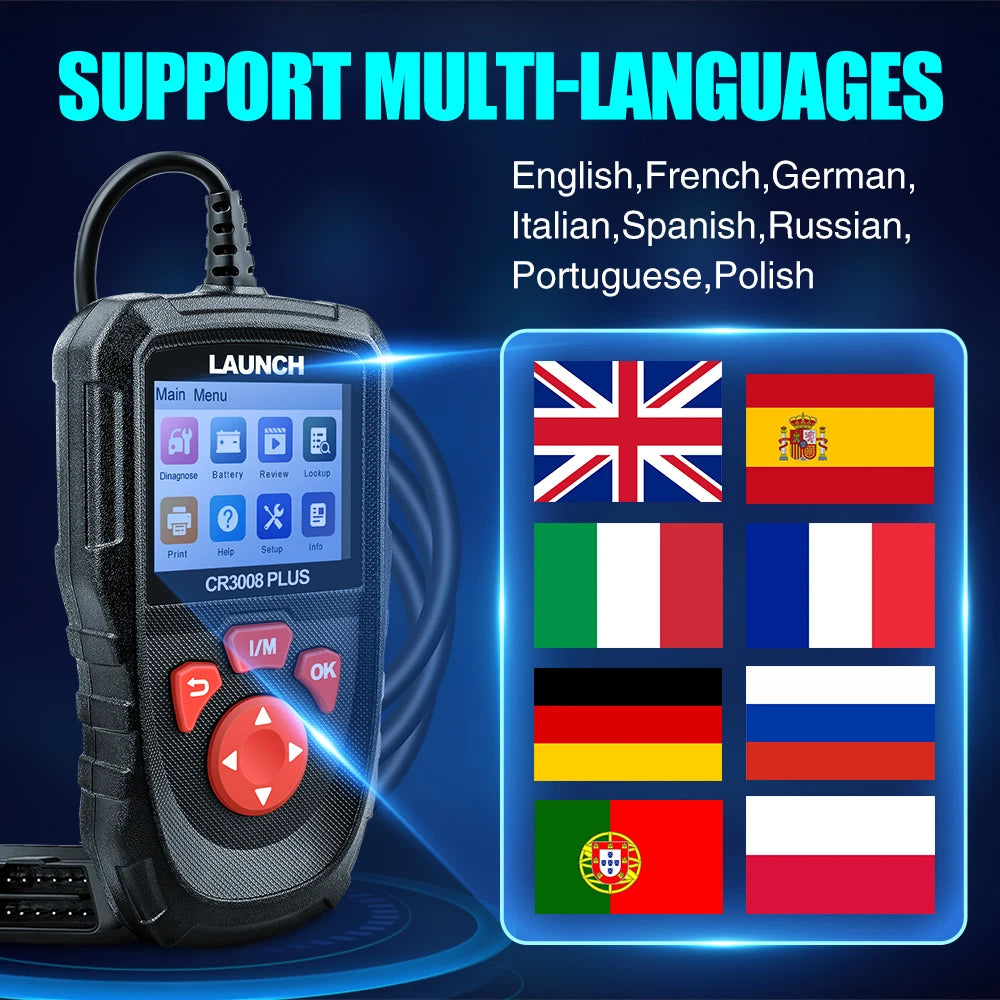 LAUNCH X431 CR3008 Plus Full OBD2 Diagnostic Tool Support Engine Battery Diagnostic OBD2 Scanner Free Update Online PK KW850