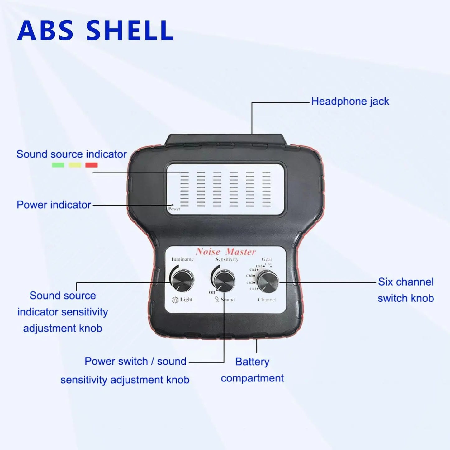 6-Channel Car Engine Noise Detector Kit with Electronic Stethoscope & Headphones for Automotive Diagnostics