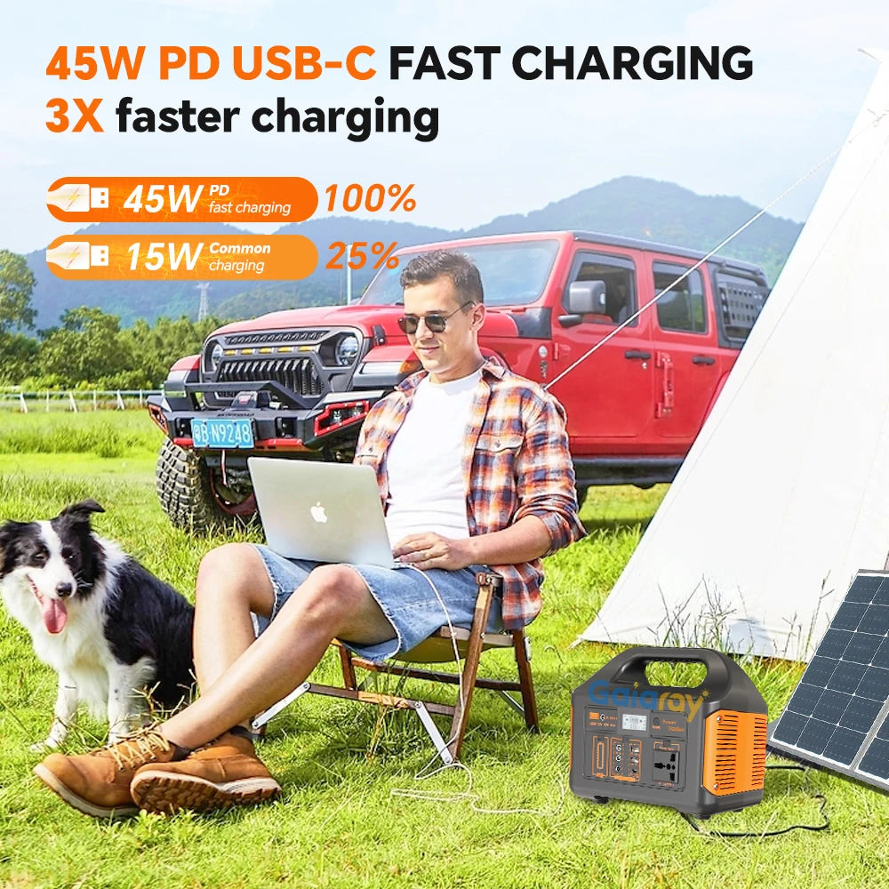Gaiaray 500W 300W Portable Power Station AC 110V Solar Generator LiFePO4 Battery UPS Emergency Charging Station For Camping Home