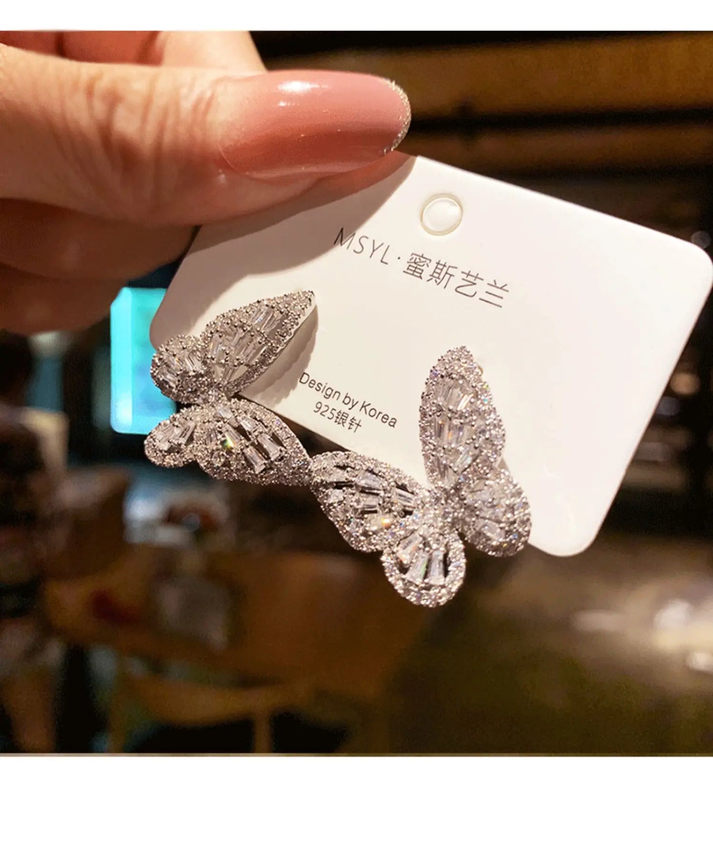 2026 New Butterfly Zircon Earrings women's Korean jewelry literary style earrings net red temperament simple new earrings