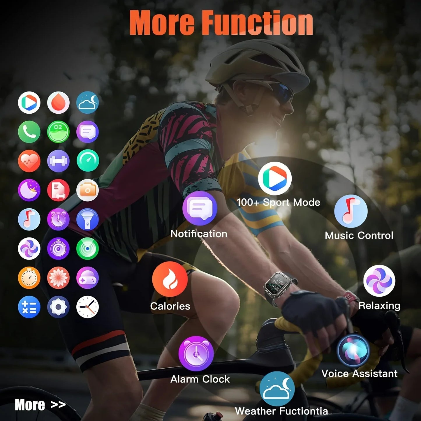 Rugged 1.83" Smart watch (Call Receive/Dial) IPX8 for Android iPhone Compatible, Fitness Tracker for Outdoor Sport