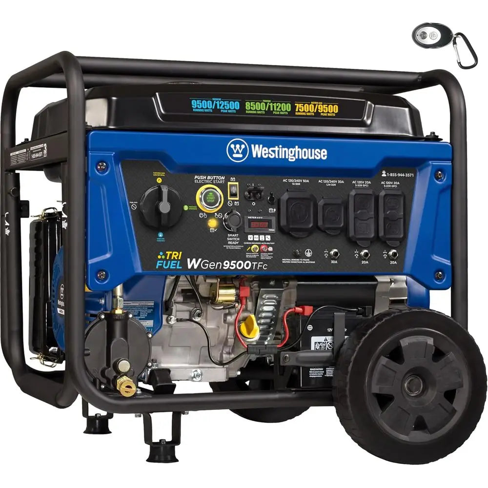 12500W Portable Home Backup Generator with Remote Start, Dual Fuel Capability