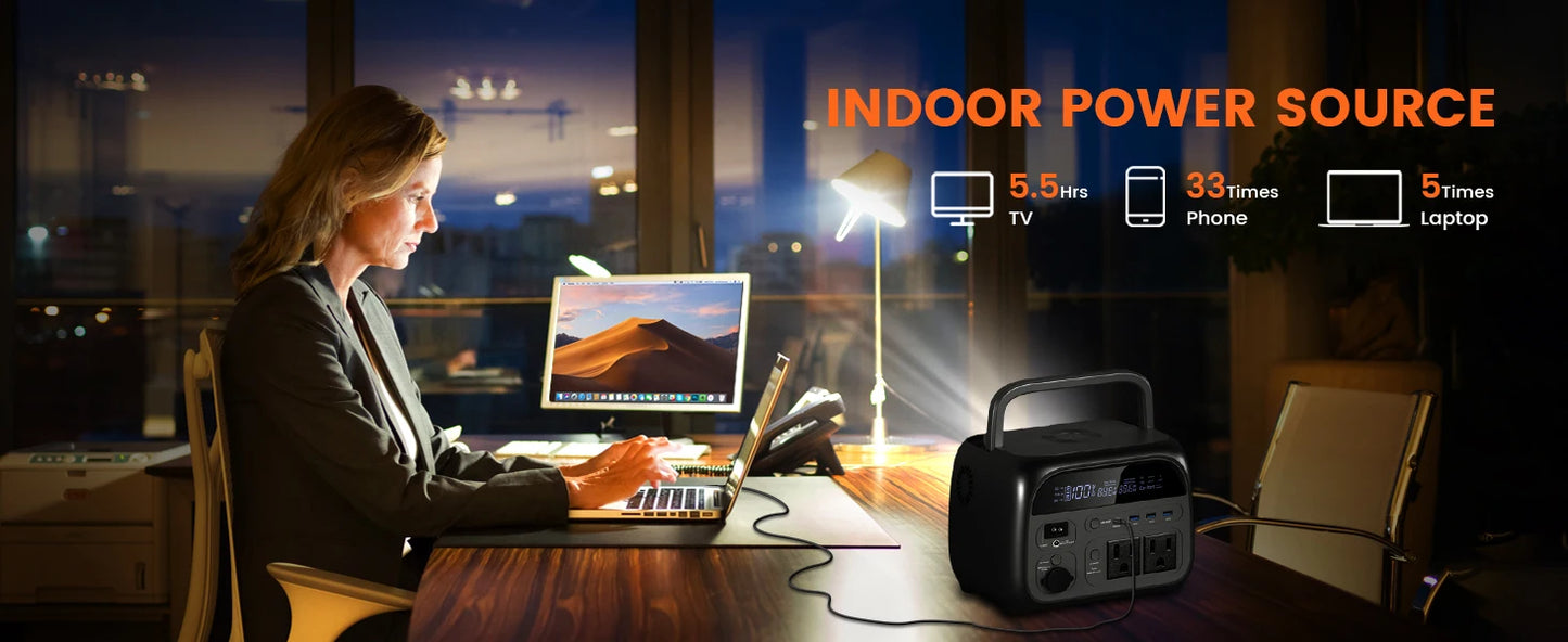 CTOLITY AP400 500W Portable Power Station 345.6Wh LiFePo4 Battery 100W 200W Solar Panel AC Charging Station Camping Equipment