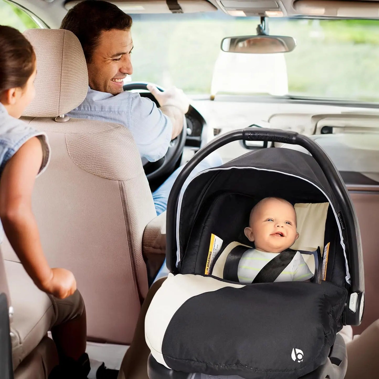 Newborn Baby Infant Car Seat Carrier Travel System with Harness and Extra Cozy Cover for Babies Up to 35 Pounds, Modern Khaki