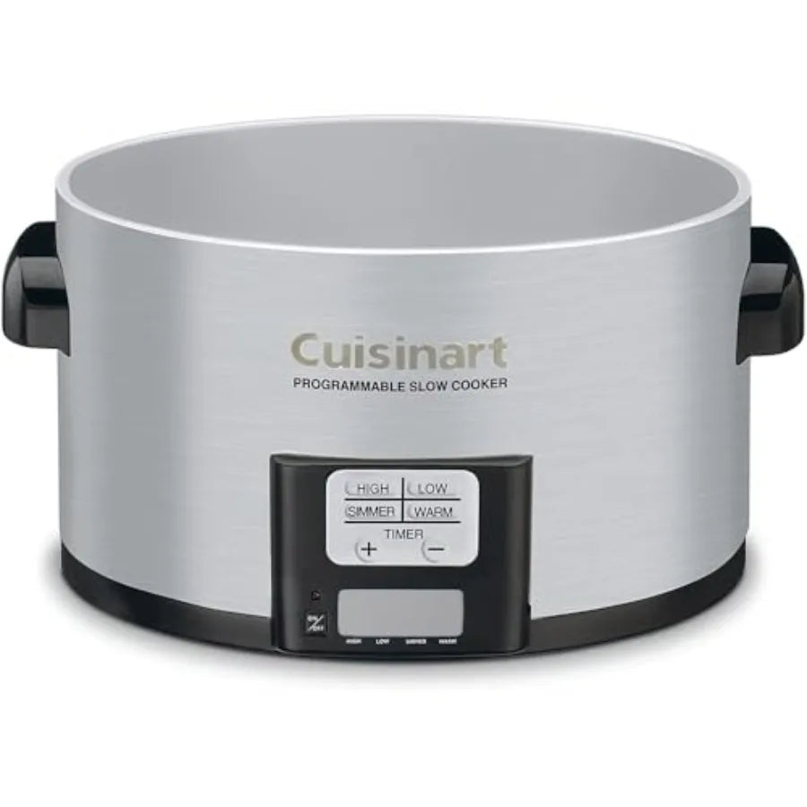 3.5 Quart Programmable Slow Cooker in Brushed Stainless Steel with Enhanced Protection Pack for Home Kitchen Use Black