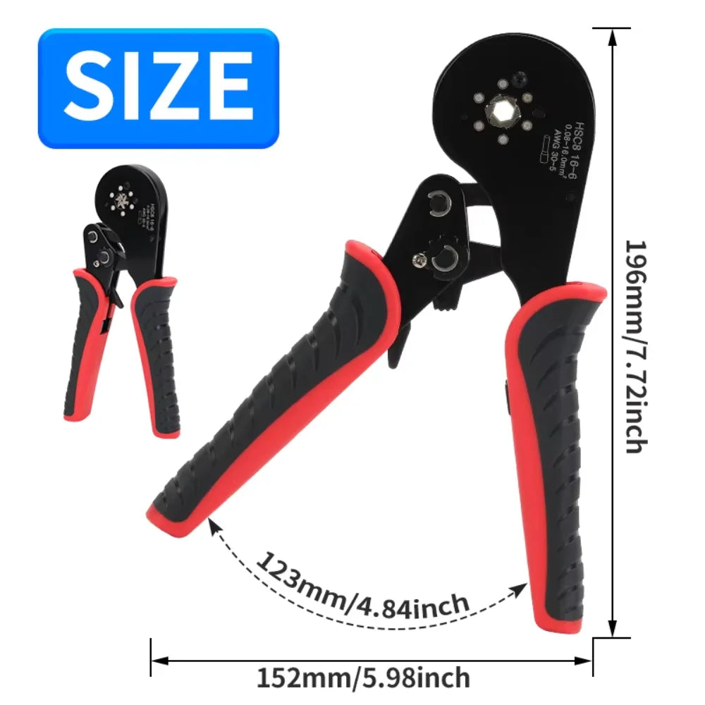 DTCTK Pliers Ferrule Sleeves Tubular Terminal Tools HSC8 16-6 Wire Crimper Household Electrical Sets 1200pcs Terminal Pliers set