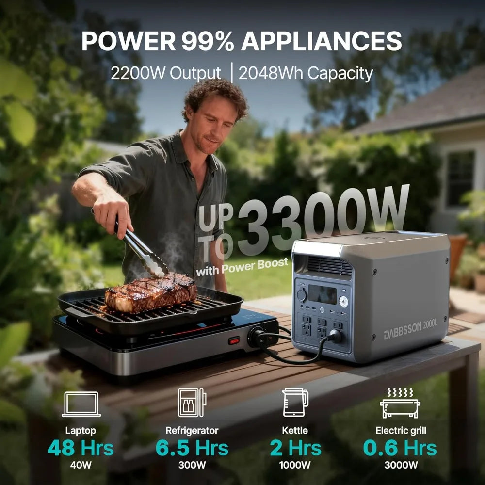 3300W Portable Power Station 2048Wh LiFePO4 Solar Generator for Camping Home RV