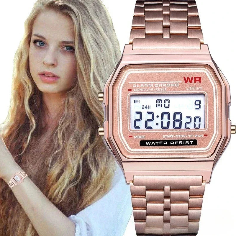 New Women Men Unisex Watch Gold Black Vintage LED Digital Sports Military Wristwatches LED Electronic Digital Present Gift Male