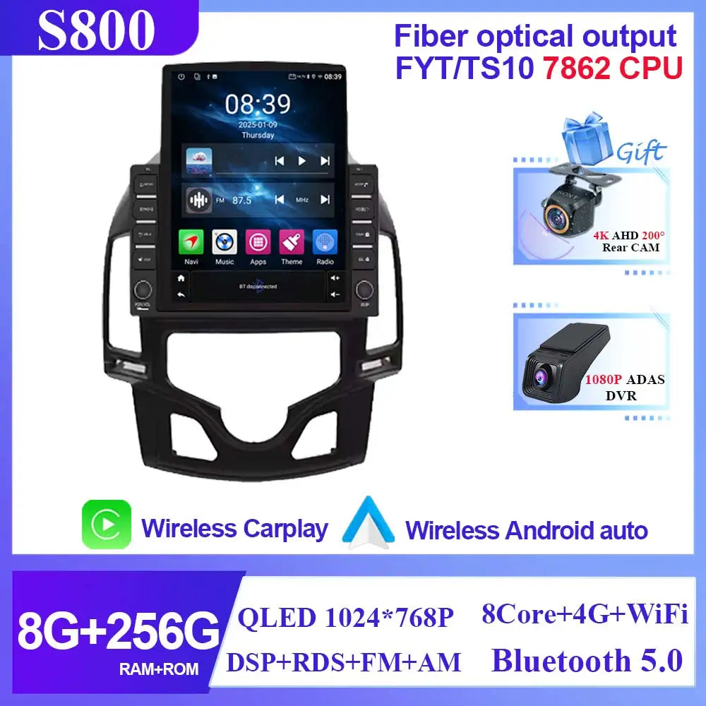 9.7 INCH Car Radio For Hyundai I30 2006 2007 2008 2009 2010 2011 Multimedia Android 14 4G WIFI No DVD Player 2 Din Carplay BT