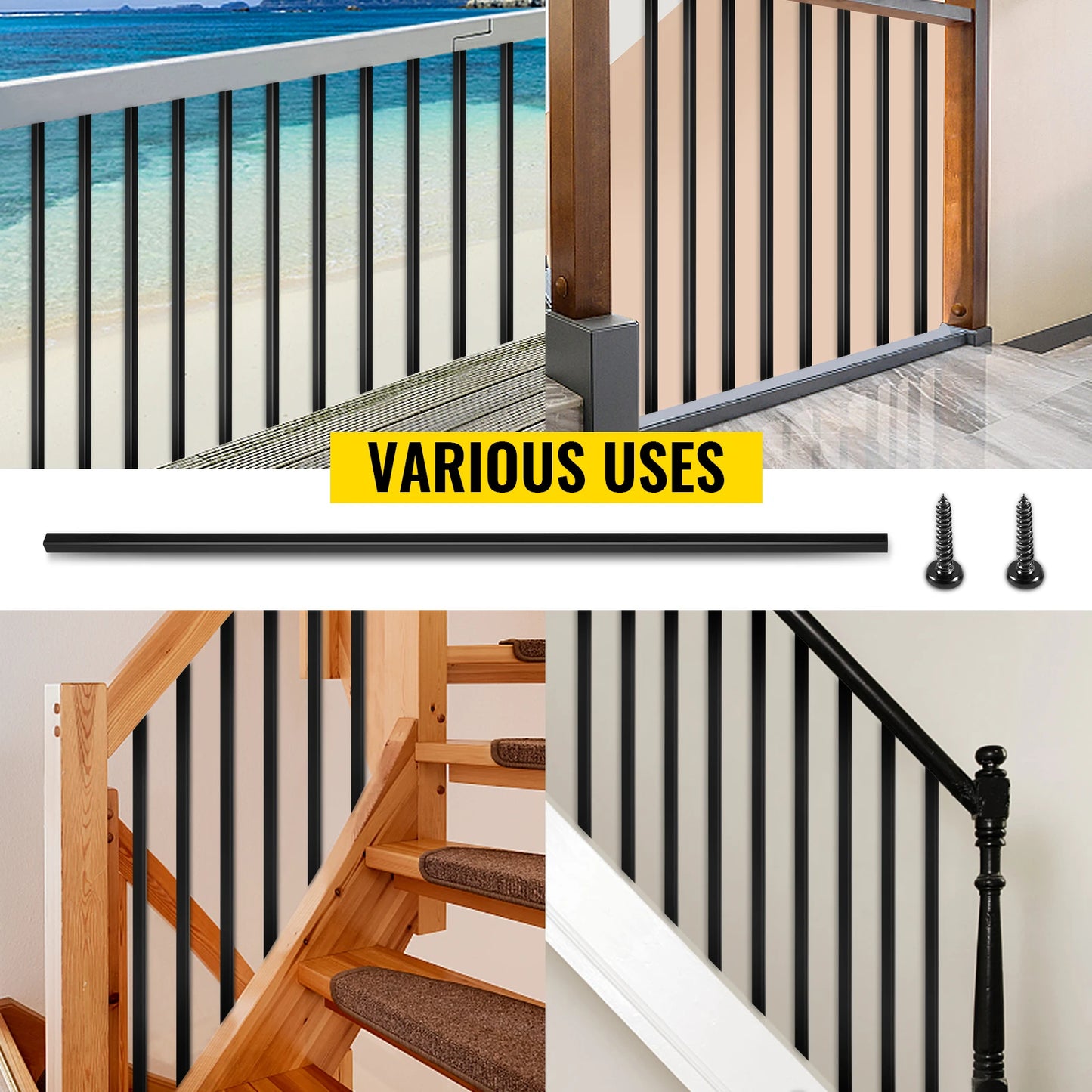 SucceBuy Deck Balusters Metal Deck Spindles 16/10/26/51 Pack 44 /32.25 inch Iron Stair Railing Building & Hardware Home & Garden