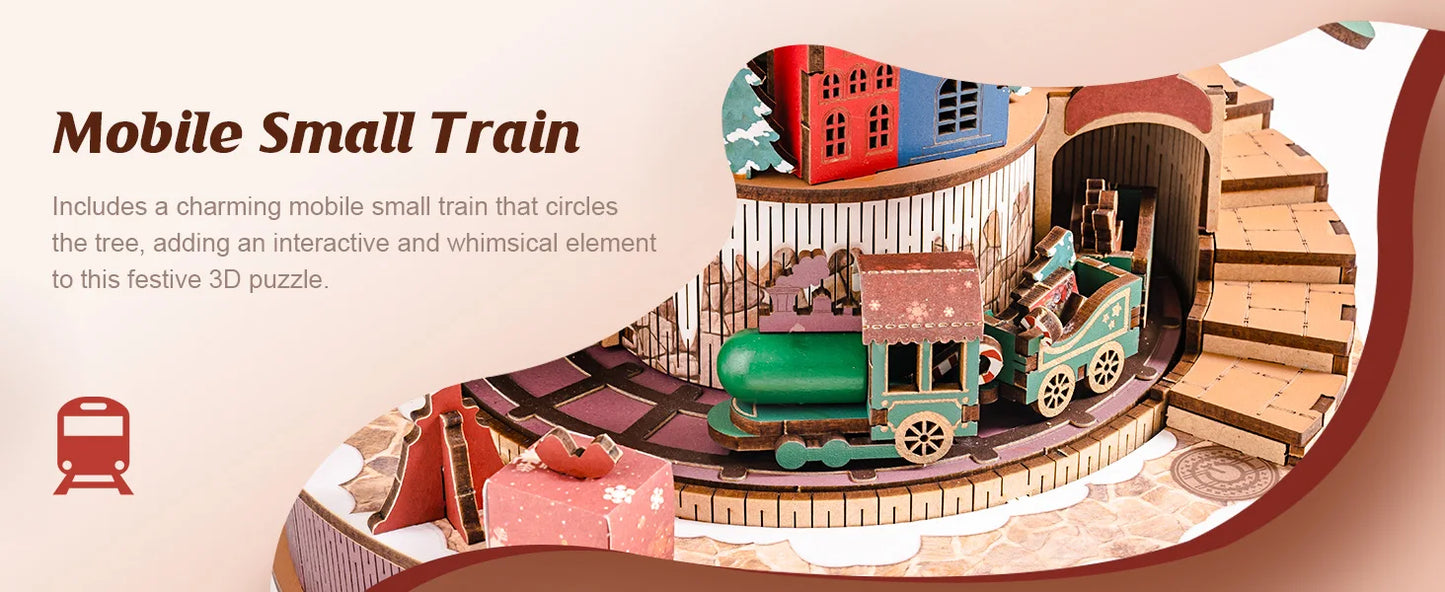 Robotime 3D Wooden Puzzles Music Box Christmas Melody Tree Wooden Model Kits for Adults to Build Best Gifts for Adults and Kids