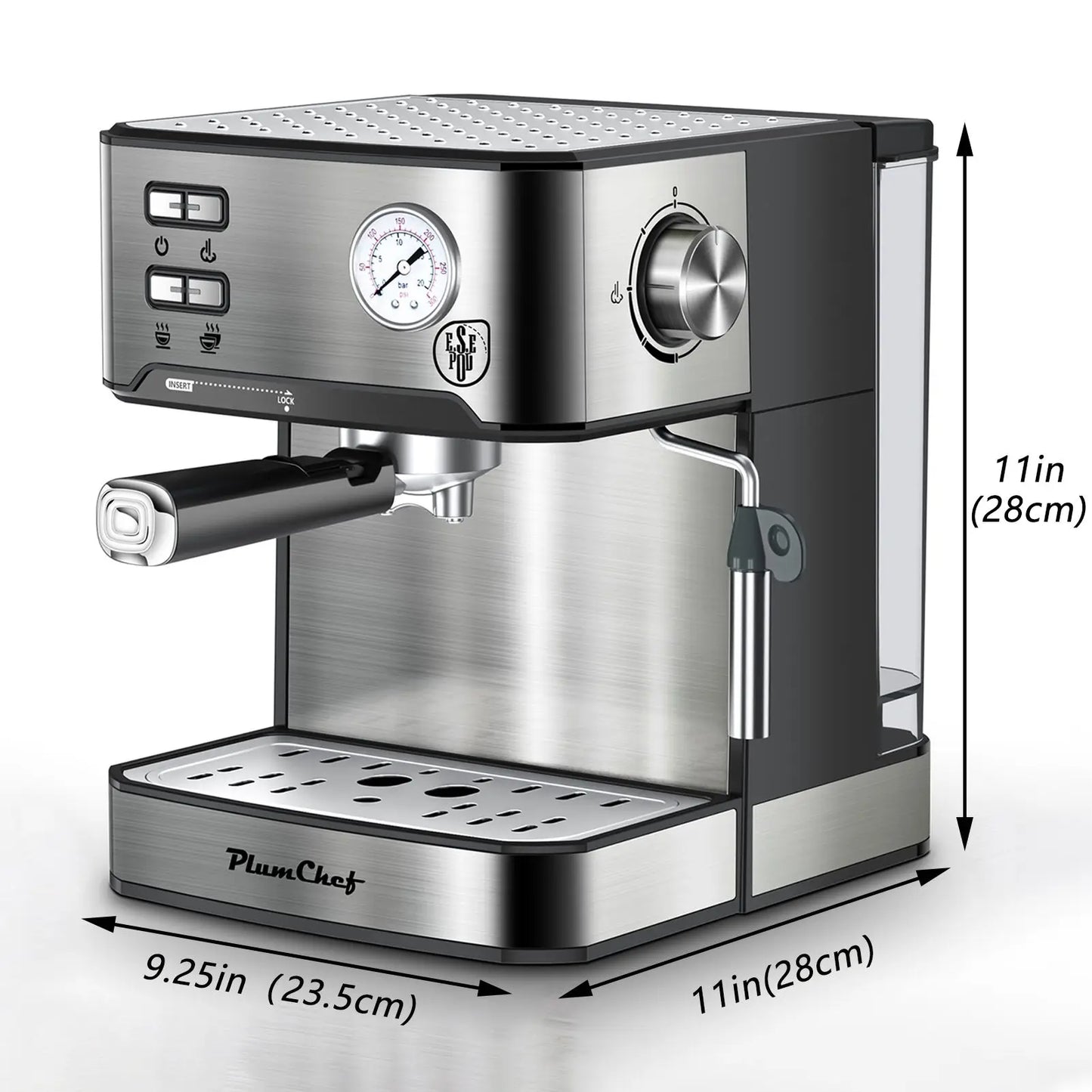20Bar Household Espresso Machine Semi Auto Coffee Maker with Milk Frother Steam Wand Pressure Gauge 54oz Water Tank Coffee Maker