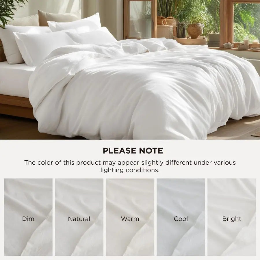 100 Washed Cotton Duvet Cover Queen Size Natural White Minimalist Cotton Duvet Cover Linen Like for All Seasons GentleSoft Plain