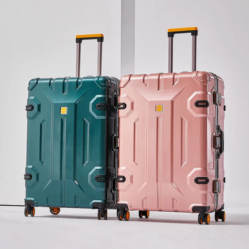 Large Capacity Aluminum Frame Luggage Bag with Wheels Durable Wear-Resistant Rolling Suitcase 20-28 Inch Travel Bag Suitcase